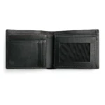 Filorossozzo — Men's Jet Black Genuine Smooth Leather Red Contrast Stitch Classic Bifold Card Wallet - Image 2