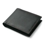 Filorossozzo — Men's Jet Black Genuine Smooth Leather Red Contrast Stitch Classic Bifold Card Wallet
