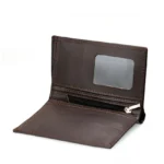 Nobilezzo — Men's Deep Espresso Brown Genuine Saffiano Leather Slim Long Bifold Clutch Card Wallet - Image 2