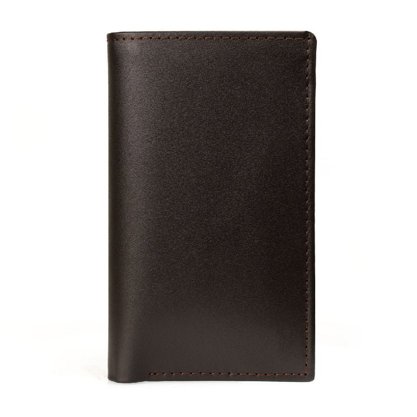 W19 Nobilezzo — Men's Deep Espresso Brown Genuine Saffiano Leather Slim Long Bifold Clutch Card Wallet - Image 1