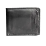 Classicazzo — Men's Jet Black Genuine Polished Leather Slim Bifold Card Wallet