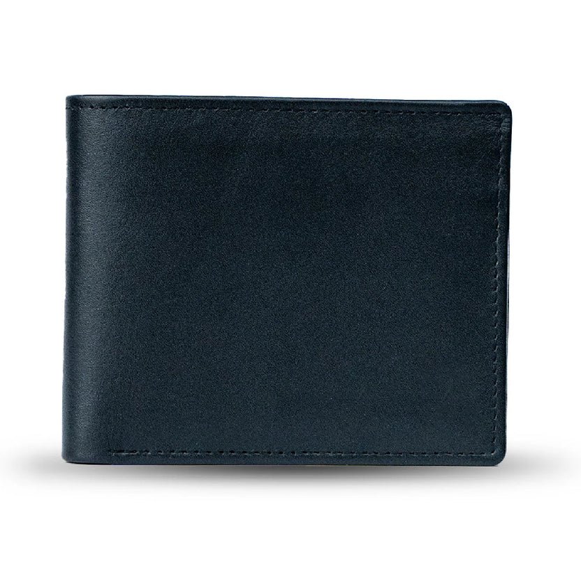 W20 Marinazzo — Men's Midnight Navy Blue Genuine Polished Leather Classic Bifold Card Wallet - Image 1
