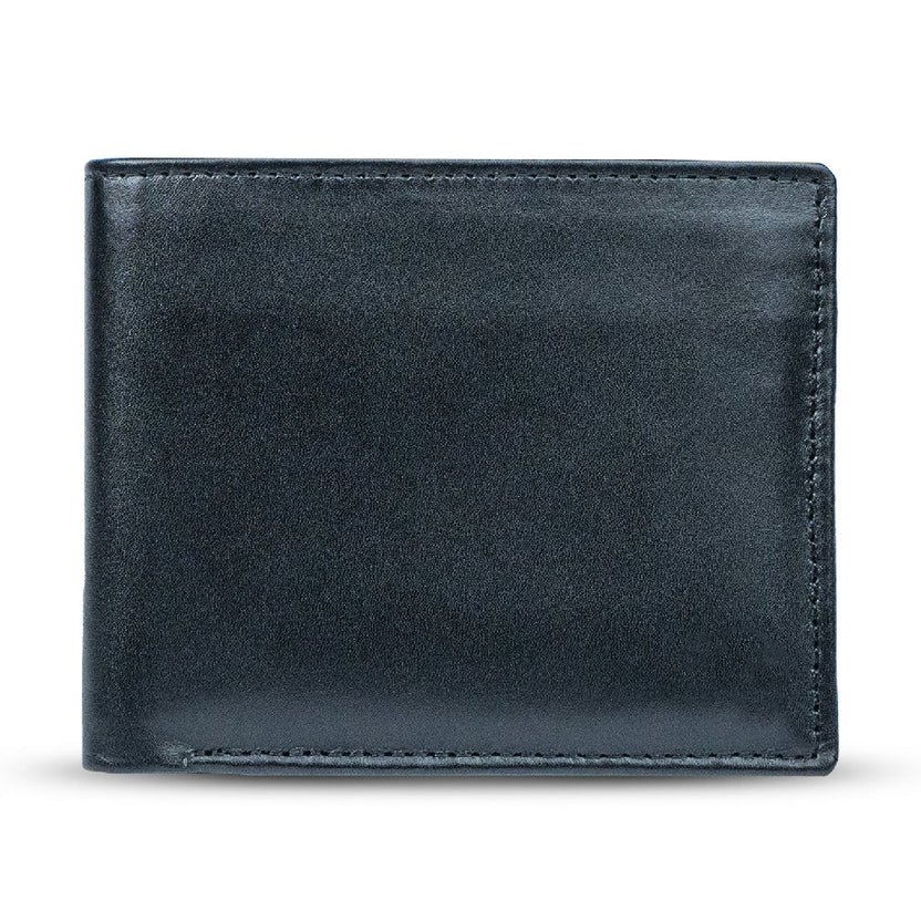 W22 Elegantazzo — Men's Deep Forest Green Genuine Polished Smooth Leather Classic Bifold Card Wallet - Image 1