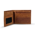 Granulozzo — Men's Warm Cognac Tan Genuine Fine-Grain Textured Leather Classic Bifold Card Wallet - Image 2