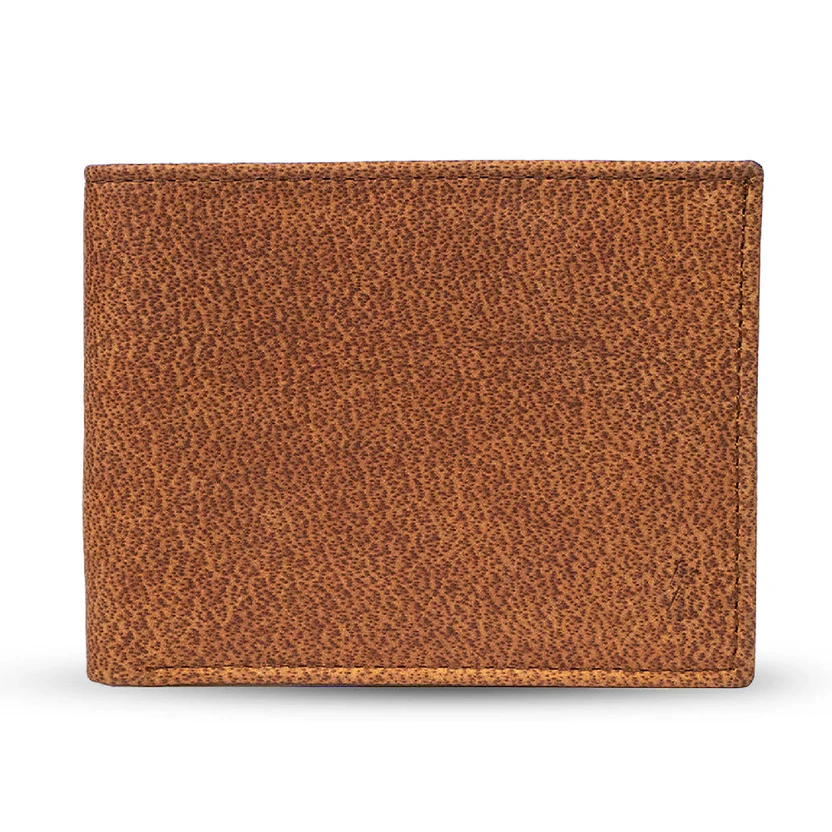 W23 Granulozzo — Men's Warm Cognac Tan Genuine Fine-Grain Textured Leather Classic Bifold Card Wallet - Image 1