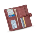 Rubinazzo — Women's Deep Ruby Red Genuine Pebbled Leather Snap Closure Slim Long Bifold Clutch Card Wallet - Image 2