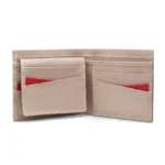 Perlazzo — Men's Soft Champagne Beige Genuine Pebbled Leather Classic Bifold Card Wallet - Image 2