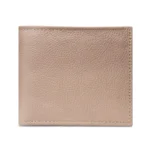 Perlazzo — Men's Soft Champagne Beige Genuine Pebbled Leather Classic Bifold Card Wallet
