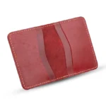 Rossazzo — Men's Vibrant Cherry Red Genuine Polished Leather Saddle Stitch Slim Compact Bifold Card Wallet - Image 2