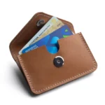 Bustazzo — Men's Warm Tan Genuine Vegetable-Tanned Leather Saddle Stitch Envelope Flap Coin Card Wallet - Image 2