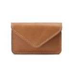 Bustazzo — Men's Warm Tan Genuine Vegetable-Tanned Leather Saddle Stitch Envelope Flap Coin Card Wallet