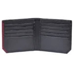 Duoazzo — Men's Two-Tone Midnight Black & Burgundy Genuine Smooth Leather Bifold Card Wallet - Image 2