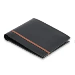 Strisciazzo — Men's Jet Black & Tan Genuine Smooth Leather Contrast Stripe Accent Classic Bifold Card Wallet