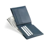 Azzurrozzo — Men's Steel Blue Genuine Saffiano-Grain Leather Ultra-Slim Classic Bifold Card Wallet - Image 2