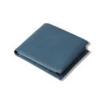 Azzurrozzo — Men's Steel Blue Genuine Saffiano-Grain Leather Ultra-Slim Classic Bifold Card Wallet