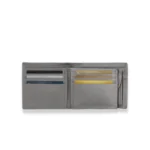 Cenerezzo — Women's Cool Slate Grey Genuine Smooth Leather Flap Closure Mini Trifold Card Wallet - Image 2