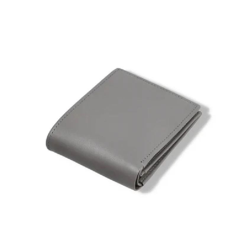 W38 Cenerezzo — Women's Cool Slate Grey Genuine Smooth Leather Flap Closure Mini Trifold Card Wallet - Image 1