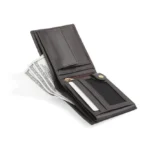Ombrazzo — Men's Deep Charcoal Grey Genuine Smooth Leather Ultra-Slim Classic Bifold Card Wallet - Image 2