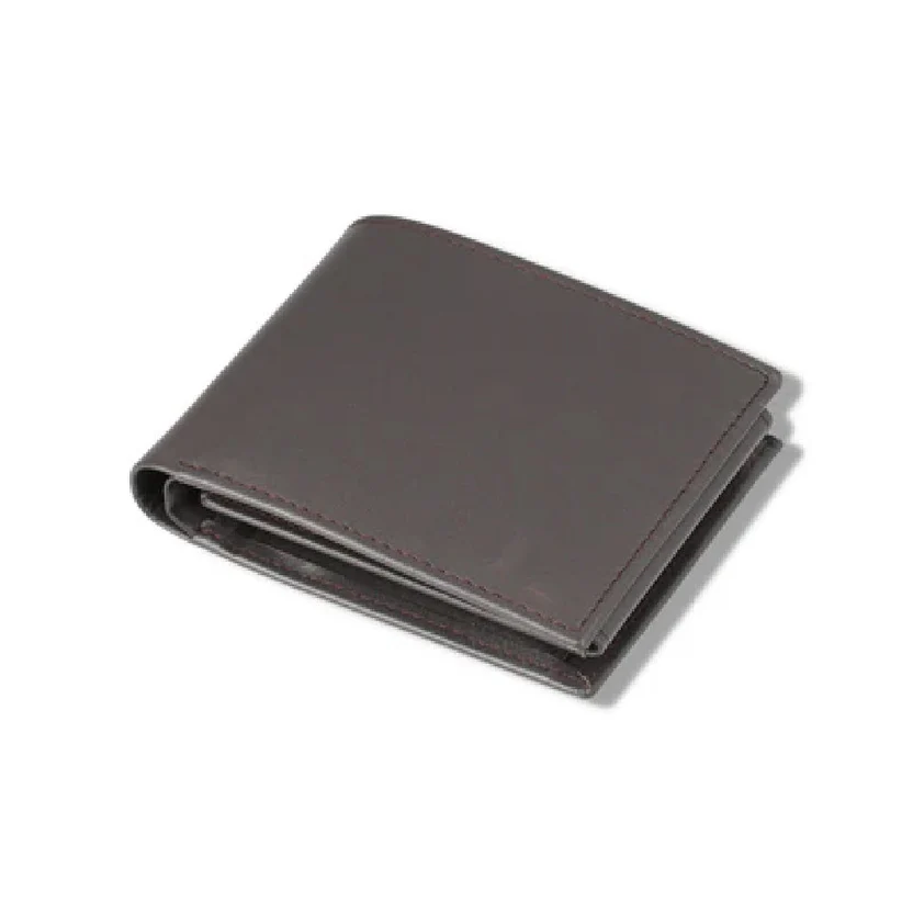 W39 Ombrazzo — Men's Deep Charcoal Grey Genuine Smooth Leather Ultra-Slim Classic Bifold Card Wallet - Image 1