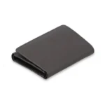 Grigio Sottile — Men's Dark Charcoal Graphite Grey Genuine Smooth Full-Grain Leather Ultra-Slim Compact Bifold Wallet Clean Minimal Edge Stitch Soft Rounded Corner Slim Profile Classic Minimalist Everyday Carry Card Cash Pocket Wallet