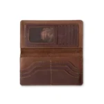 Cavallozzo — Men's Warm Havana Brown Genuine Horween-Style Leather Saddle Stitch Slim Long Bifold Clutch Wallet - Image 2