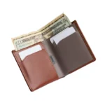 Viaggiozzo — Men’s Warm Tan Full-Grain Leather Saddle Stitch Slim Bifold Wallet - Image 2