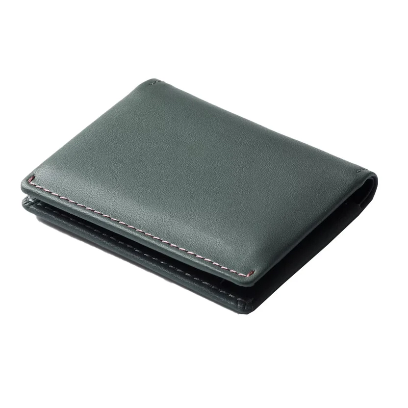 W48 Artigiano — Men's Slate Grey Genuine Full-Grain Bifold Slim Leather Card Holder Classic Dress Wallet - Image 1