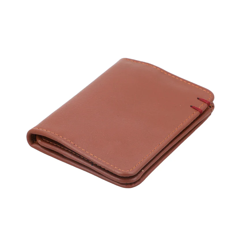 W49 Lusso — Men's Tan Cognac Genuine Full-Grain Bifold Compact Leather Multi-Slot Card Cash Classic Everyday Wallet - Image 1