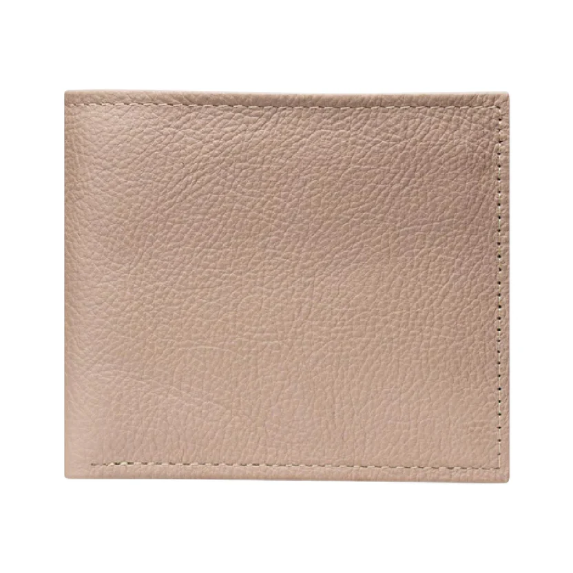 W5 Sabbiazzo — Men's Warm Beige Nude Genuine Pebbled Leather Classic Bifold Card Wallet - Image 1