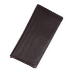 Elegante — Men's Dark Espresso Brown Genuine Textured Grain Slim Long Bifold Leather Multi-Card Travel Document Checkbook Clutch Wallet