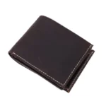 Mogano Robusto — Men's Deep Dark Espresso Mahogany Brown Genuine Matte Full-Grain Leather Classic Bifold Wallet Contrast White Edge Stitch Clean Minimal Exterior Natural Pull-Up Distress Thick Sturdy Structured Square Profile Soft Rounded Corner Timeless Rugged Everyday Carry Card Cash Pocket Wallet