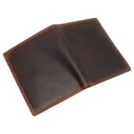 Vertikazzo — Men's Dark Mahogany Brown Genuine Full-Grain Leather Tall Trifold Card Wallet - Image 2