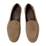 Sabato — Men's Taupe Beige Genuine Suede Plain Toe Slip-On Loafer Smart Casual Dress Shoes with Leather Sole