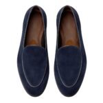Adriatico — Men's Deep Navy Blue Genuine Suede Plain Toe Slip-On Loafer Smart