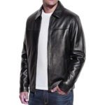 Rogue Valen — Men's Jet Black Genuine Soft Lambskin Leather Slim Fit Asymmetric Diagonal Zip Moto Biker Jacket with Gunmetal Multi-Zip, Buckle Strap & Epaulette Lapel Collar Street Luxe Outerwear