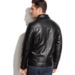 Rogue Valen — Men's Jet Black Genuine Soft Lambskin Leather Slim Fit Asymmetric Diagonal Zip Moto Biker Jacket with Gunmetal Multi-Zip, Buckle Strap & Epaulette Lapel Collar Street Luxe Outerwear - Image 2