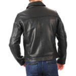Grexvorne — Men's Jet Black Genuine Smooth Lambskin Leather Shirt-Collar Classic-Fit Chest-Zip Side-Pocket Clean Minimal Bomber Jacket - Image 2