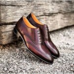 Borgognio — Men's Deep Burgundy Genuine Leather Full Brogue Wingtip Lace-Up Oxford Smart