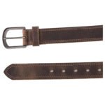 Rugavello — Men's Rich Dark Chocolate Brown Genuine Leather Double-Stitch Edge Antique Silver-Buckle Casual Work Belt - Image 2