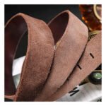 Ferranto — Men's Rich Mahogany Brown Genuine Leather Full-Grain Edge-Stitch Antique Gunmetal-Buckle Rugged Everyday Belt - Image 2