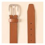 Tanvello — Men's Warm Cognac Tan Genuine Leather Polished Smooth-Grain Single-Stitch Gold-Tone Buckle Classic Dress Belt - Image 2