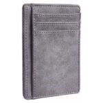 Grisello — Men's Vintage Slate Grey Genuine Leather Textured Multi-Slot Front-Pocket Slim Minimalist Card Holder Wallet