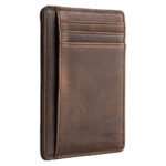 Rustavo — Men's Rugged Dark Espresso Brown Genuine Leather Distressed Multi-Slot Front-Pocket Slim Minimalist Card Holder Wallet