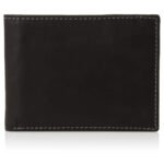 Obsidiano — Men's Deep Jet Black Genuine Leather Contrast-Stitch Bifold Slim-Profile Card-Holder Smart Casual Wallet